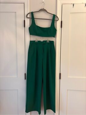 Princess Polly Green Two-Piece Top & Wide-Leg Pants Set